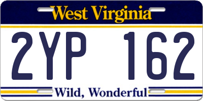 WV license plate 2YP162