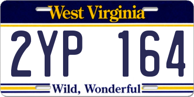 WV license plate 2YP164
