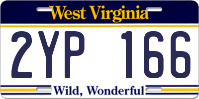 WV license plate 2YP166