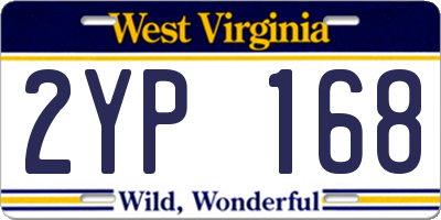 WV license plate 2YP168