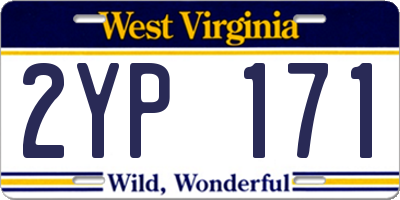 WV license plate 2YP171