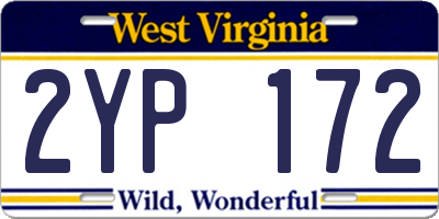 WV license plate 2YP172