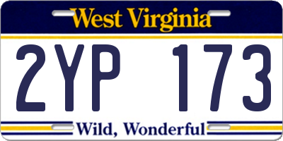 WV license plate 2YP173