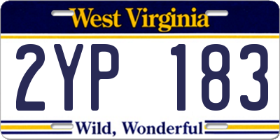 WV license plate 2YP183