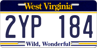 WV license plate 2YP184