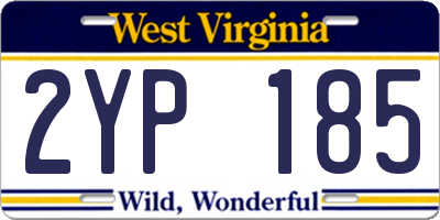 WV license plate 2YP185