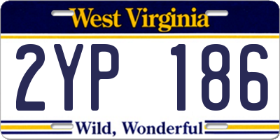 WV license plate 2YP186