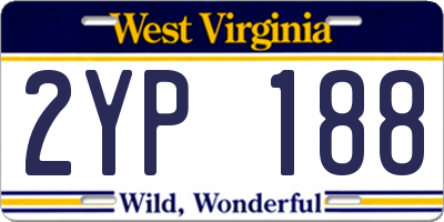 WV license plate 2YP188