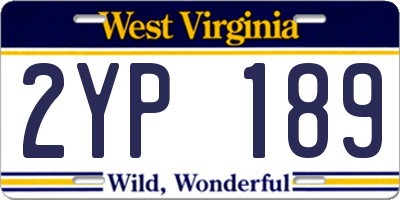 WV license plate 2YP189