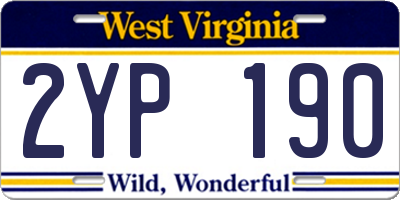 WV license plate 2YP190