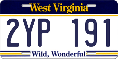 WV license plate 2YP191