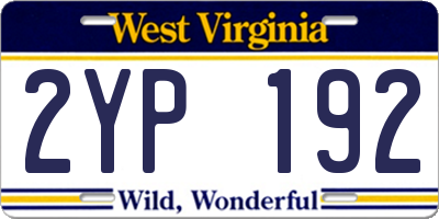 WV license plate 2YP192
