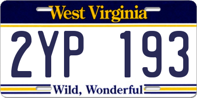 WV license plate 2YP193