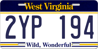 WV license plate 2YP194