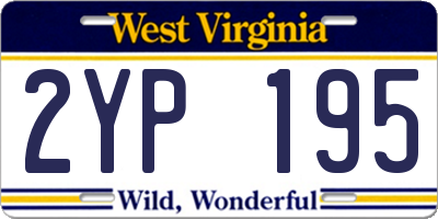 WV license plate 2YP195