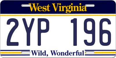 WV license plate 2YP196