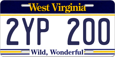 WV license plate 2YP200