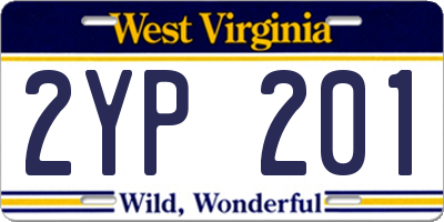 WV license plate 2YP201