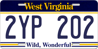 WV license plate 2YP202