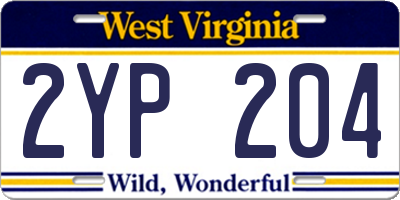 WV license plate 2YP204