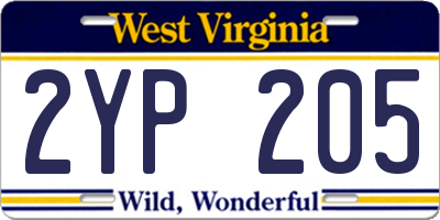 WV license plate 2YP205