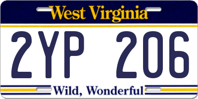 WV license plate 2YP206