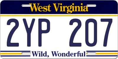 WV license plate 2YP207