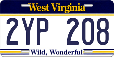WV license plate 2YP208