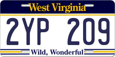 WV license plate 2YP209