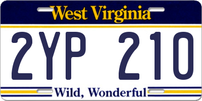 WV license plate 2YP210