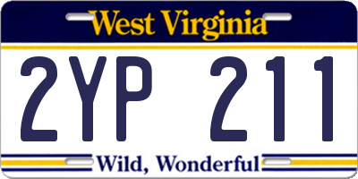 WV license plate 2YP211