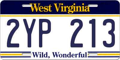 WV license plate 2YP213