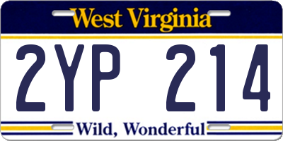 WV license plate 2YP214