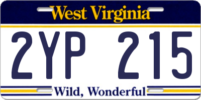 WV license plate 2YP215