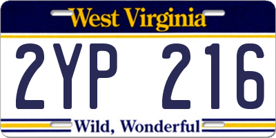WV license plate 2YP216