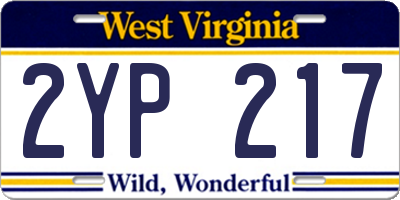 WV license plate 2YP217