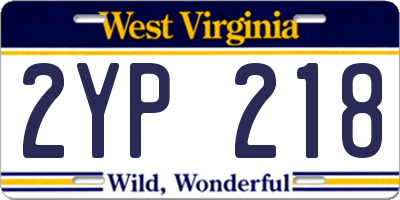 WV license plate 2YP218