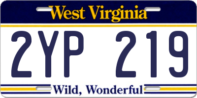 WV license plate 2YP219