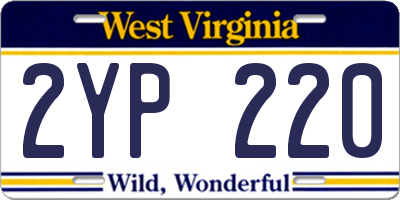 WV license plate 2YP220