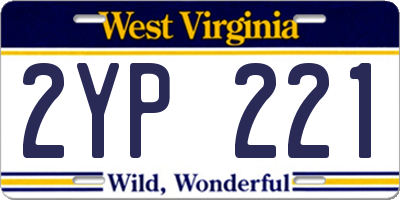 WV license plate 2YP221