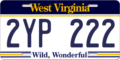 WV license plate 2YP222