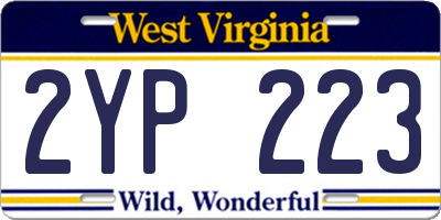 WV license plate 2YP223