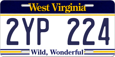 WV license plate 2YP224