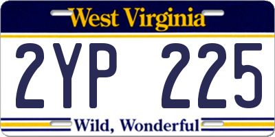 WV license plate 2YP225