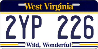 WV license plate 2YP226