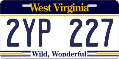 WV license plate 2YP227
