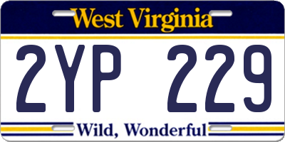 WV license plate 2YP229