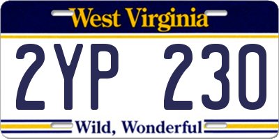 WV license plate 2YP230