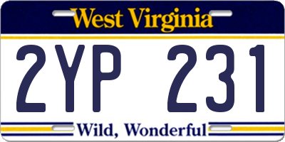WV license plate 2YP231