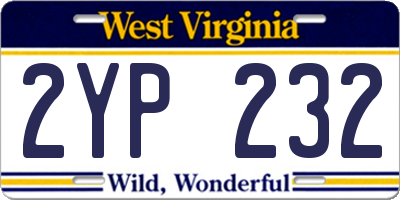 WV license plate 2YP232